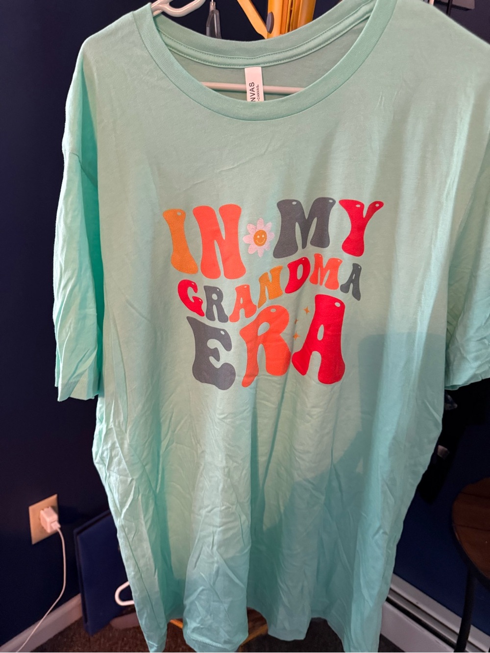 Bella Canvas Mint Short Sleeve Tee with Retro Multicolor Graphic